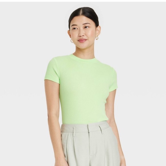 a new day Tops - NWT Women's Slim Fit Short Sleeve Ribbed T-Shirt
- A New Day Lime L